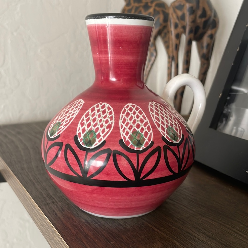 NORWAY hand painted vase with handle
